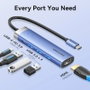 Vention Docking USB Tipo-C TGESB con 3x USB 3.0, 1x HDMI 4K y 1x USB-C PD - Azul